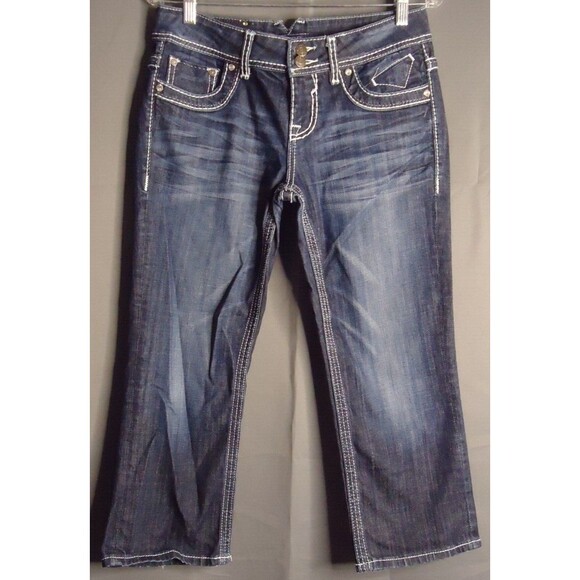 Vigoss The Dublin Capris Juniors 5x21" Low Rise Med Wash Stretch Heavy Stitching - Picture 2 of 10